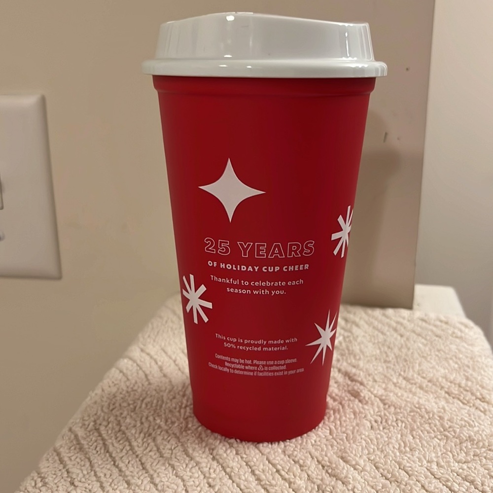 Starbucks 2024 Red White Green Holiday Cup Reusable Dishwasher Safe 16 oz - Picture 2 of 7
